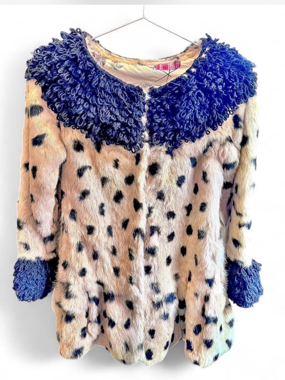 Vintage Rabbit Fur Coat Y2K French Designer Spotted Jacket